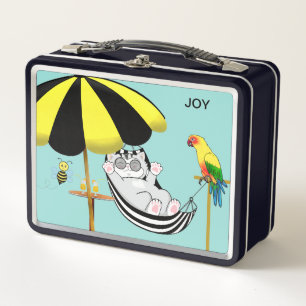 Lunch Box Joli chaton heureux. Abeille & perroquet