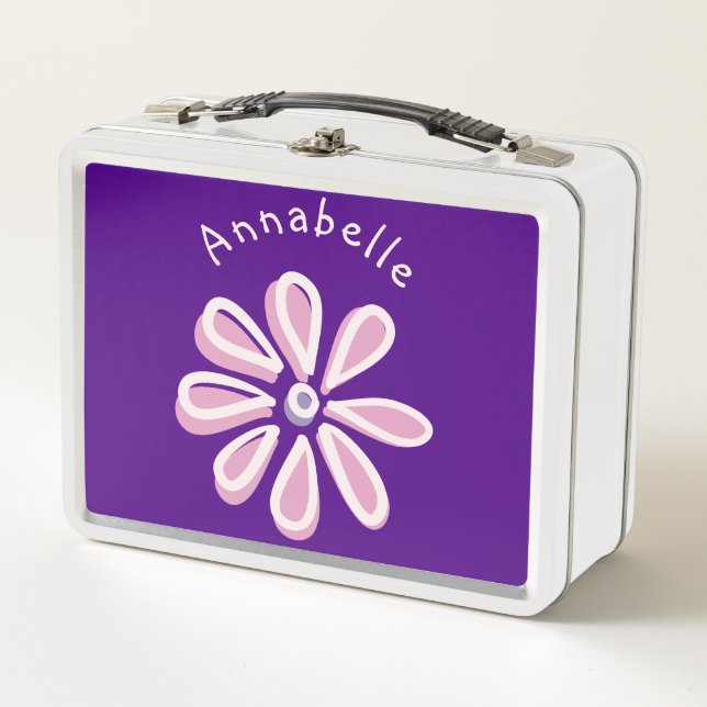 Lunch Box Joli Doodle Fleur Votre Nom (Devant)