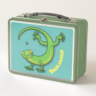 Lunch Box Joli lézard vert gecko avec dessin animé