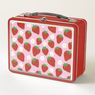 Lunch Box Joli motif de fraise sur fond rose