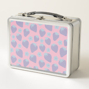 Lunch Box Joli motif de fraises en lilas et bleu