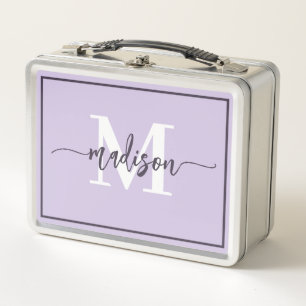 Lunch Box Joli nom de script monogramme lavande pastel