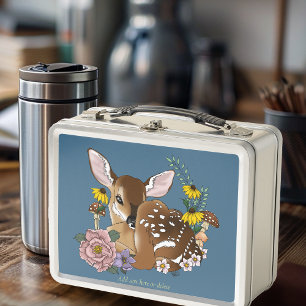 Lunch Box Jolies Fleurs Sauvages Faon Bleu Bébé Cerf Forêt