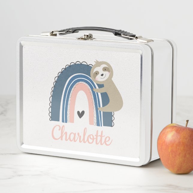 Lunch Box Jote Sloth Accrocher Rainbow Girl School (En situation)