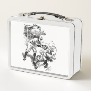 Lunch Box Joueur de base-ball vintage Boîte à lunch métalliq