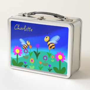Lunch Box Joyeuses abeilles dans un champ de fleurs