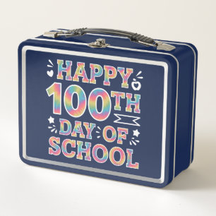 Lunch Box Joyeux 100e jour d'école Tie Dye Arc-en-ciel 100 J