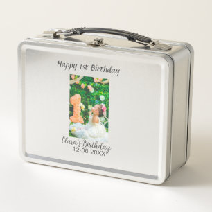 Lunch Box Joyeux 1er anniversaire photo simple élégant coute