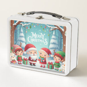 Lunch Box Joyeux Noël/père Noël/neige elfes