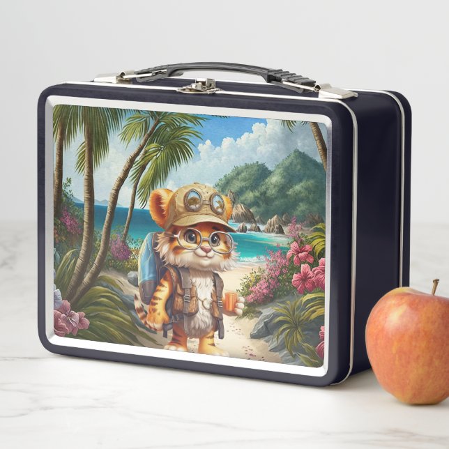Lunch Box Joyeux Tiger Cub avec sac à dos et jus (En situation)
