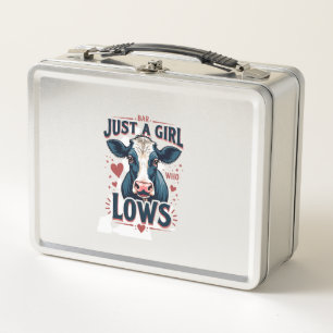 Lunch Box Juste une fille qui aime les vaches Vintage néon C