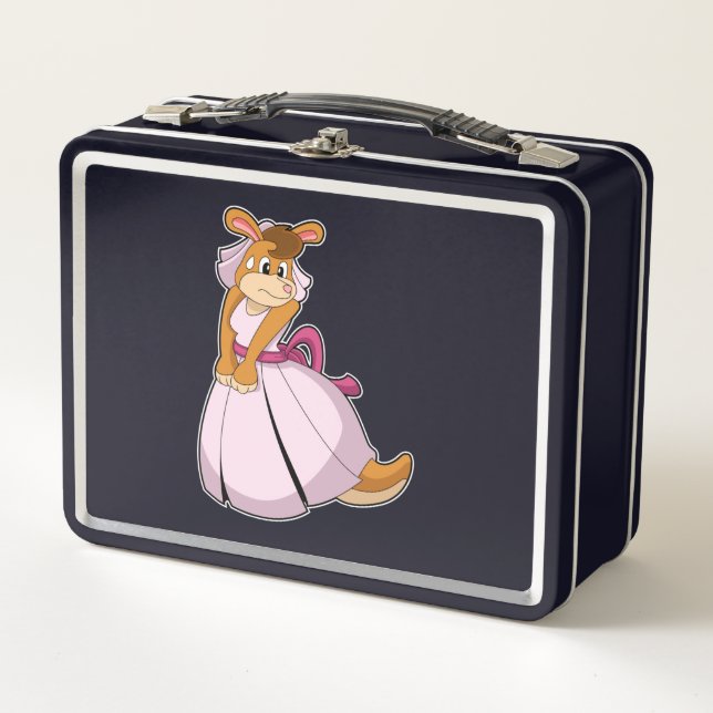 Lunch Box Kangaroo comme mariée avec robe Mariage (Devant)