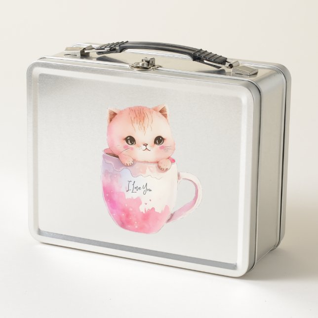 Lunch Box Kawaii Chat Chibi Rose Blushing (Devant)