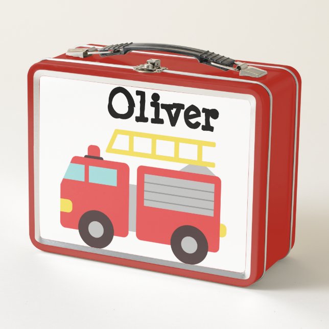 Lunch Box Kid's Red Fire Truck Name (Devant)