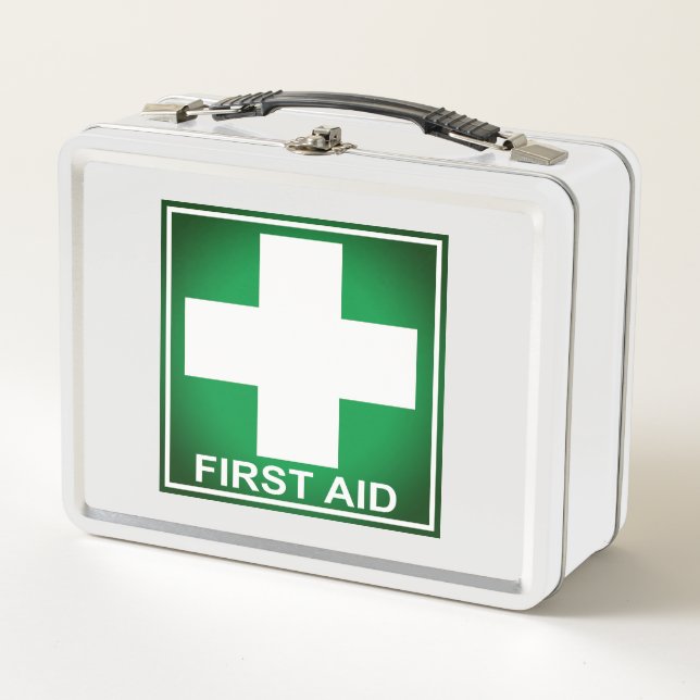 Lunch Box Kit de premiers soins vert et blanc  (Devant)