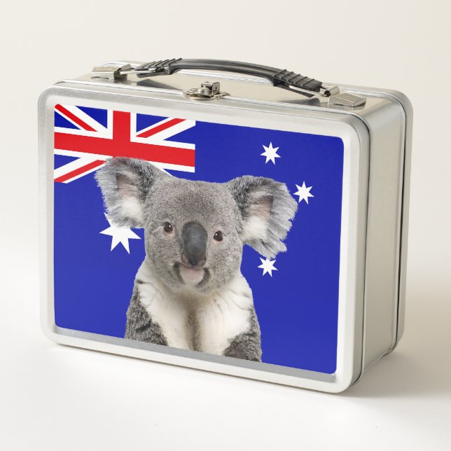 Lunch Box Koala avec l'Arrière - plan du drapeau australien (Devant)