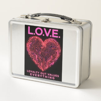 Lunch Box L.O.V.E. Circuit néon en forme de cœur Loyauté l'e