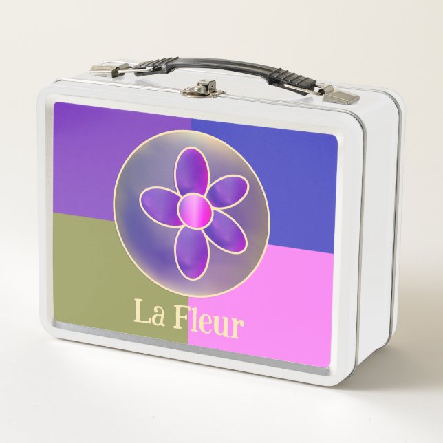 Lunch Box La Fleur Retro Fleur Purple Rose Chaud (Devant)