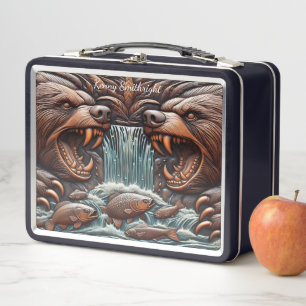 Lunch Box La lutte puissante de l’ours dans les rapides rugi