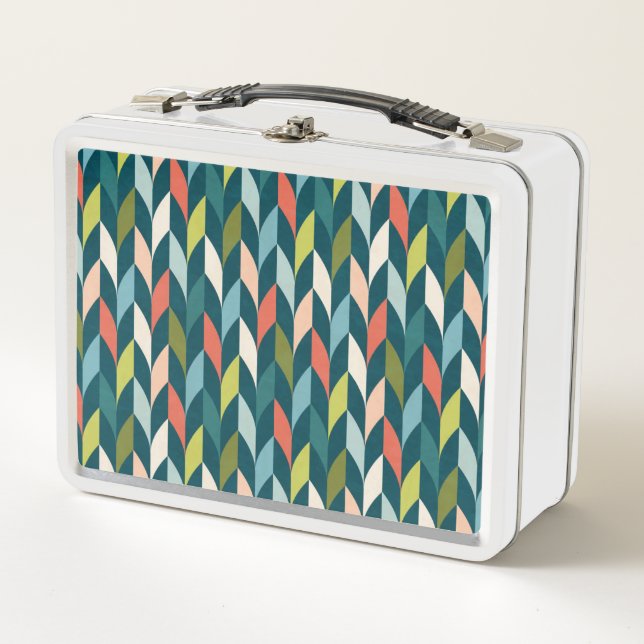 Lunch Box La moitié du siècle Teal moderne et motif de (Devant)