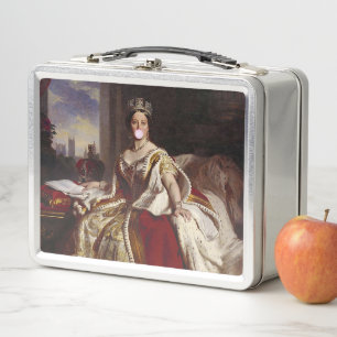 LUNCH BOX LA REINE VICTORIA SOUFFLANT UN BUBBLE GUM ROSE