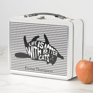 Lunch Box La vie est meilleure avec les chats Typographie