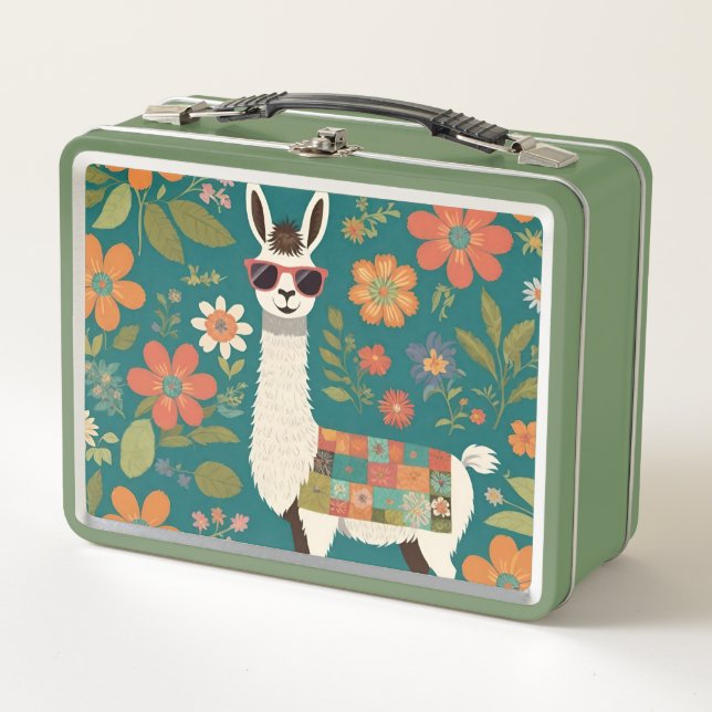 Lunch Box Lama cool En Lunettes De Soleil Patchwork Floral (Devant)