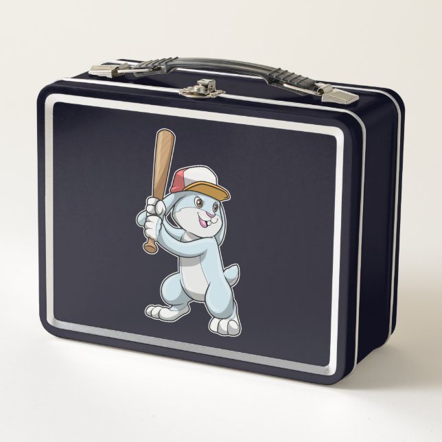 Lunch Box Lapin au baseball avec batte de baseball (Devant)