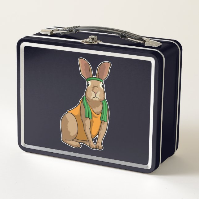 Lunch Box Lapin comme coureur avec serviette (Devant)