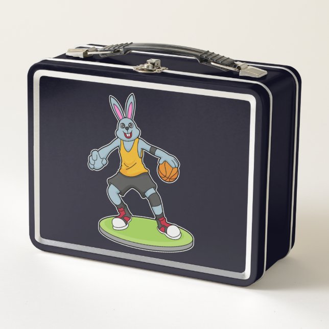 Lunch Box Lapin comme joueur de basket-ball avec basket-ball (Devant)