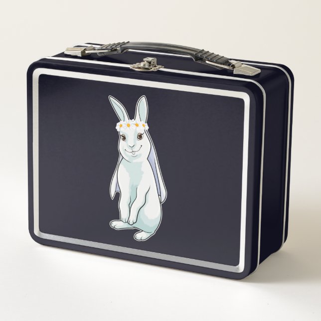 Lunch Box Lapin comme mariée avec couronne de fleurs (Devant)