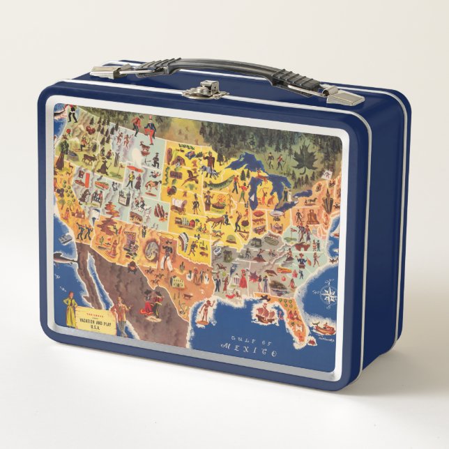 Lunch Box Les Etats-Unis tracent - les vacances et le jeu (Devant)