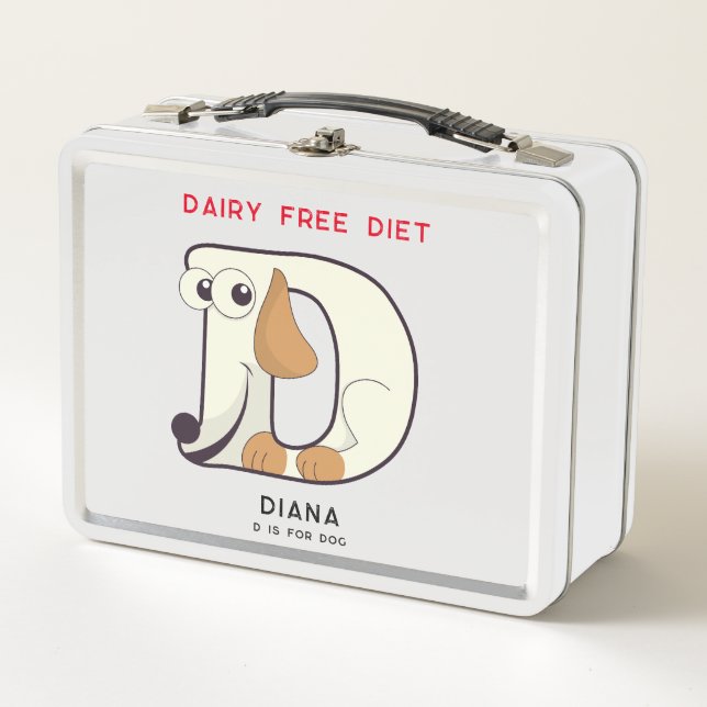 Lunch Box Lettre D Chien Ajouter Le Nom Allergies Retour À L (Devant)