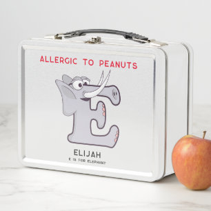 Lunch Box Lettre E Nom de l'éléphant Allergies Retour à l'éc