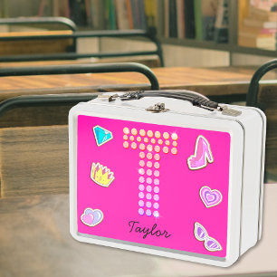 Lunch Box Lettre Rose Chaud T Monogramme Fille Retour À L'Éc