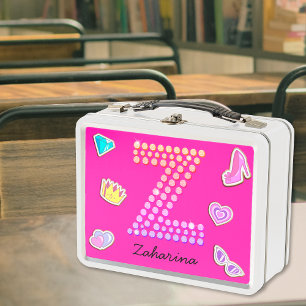 Lunch Box Lettre Rose Chaud Z Monogramme Fille Retour À L'Éc