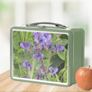Lunch Box Libellule Darner aux Yeux Bleus sur Fleurs Violett