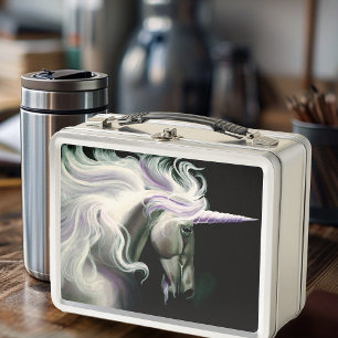 Lunch Box Licorne Blanche Élégante Crinière Fluide Fantaisie