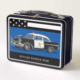 Lunch Box Ligne bleue du drapeau américain de la police Vint