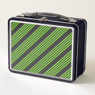 Lunch Box Lime vert et charbon de bois cinq bandes motif