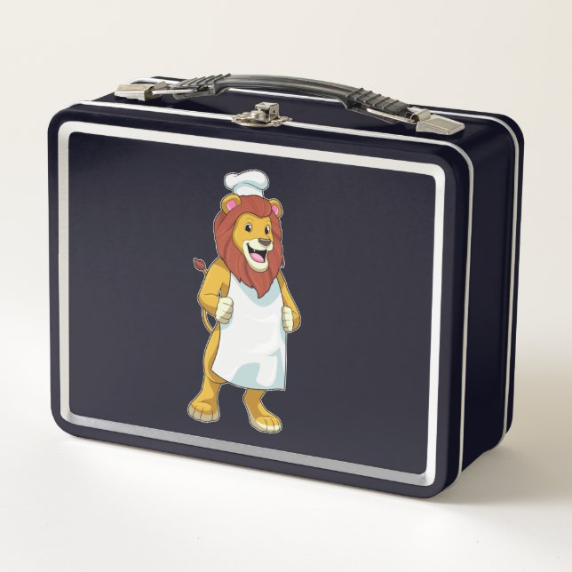 Lunch Box Lion as Cook with Chef Cooking apron (Devant)