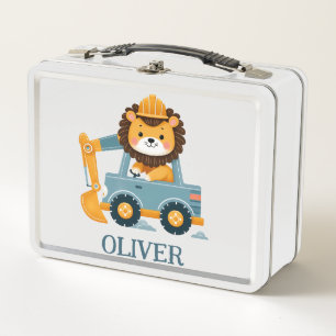Lunch Box Lion Mignon et Fantaisiste Excavateur Personnalisé