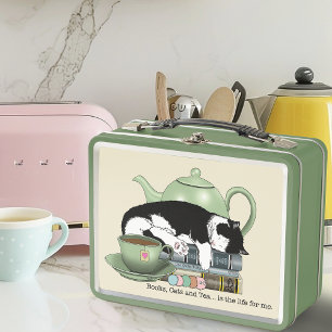 Lunch Box Livres Confortables Chat Smoking Thé Mignon Théièr