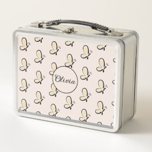 Lunch Box Logo de nom personnalisé moderne rose blush minima