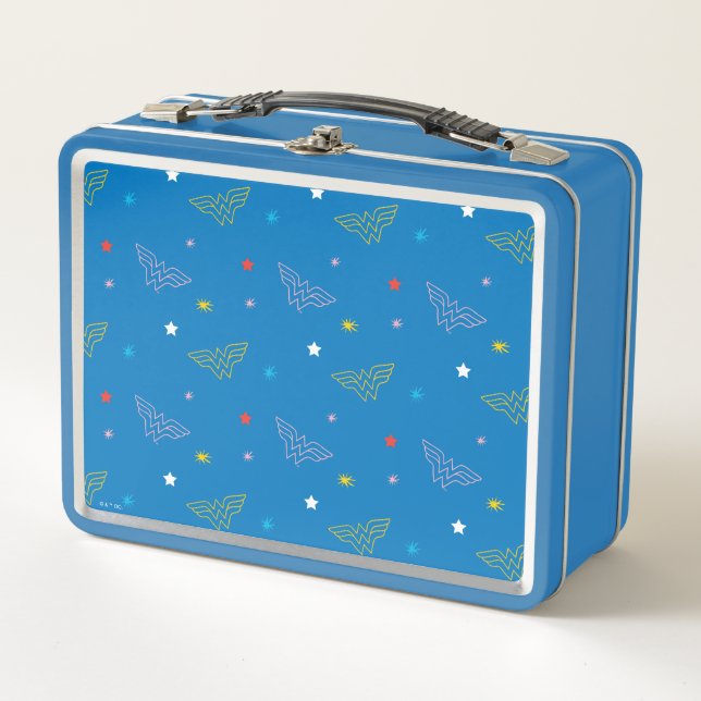 Lunch Box Logo de Wonder Woman et étoiles motif bleu (Devant)