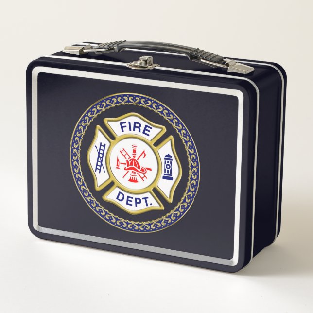 Lunch Box Logo du service d'incendie Badge bleu et blanc (Devant)