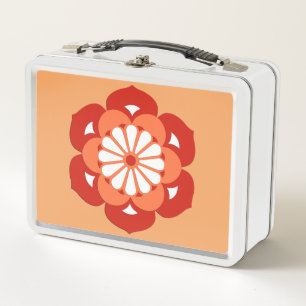 Lunch Box Lotus Flower Mandala, Pastel Orange et Mandarin