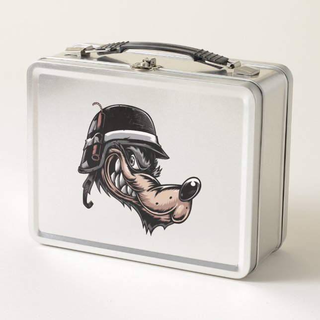 Lunch Box Loup de dessin animé avec une dynamite sur son cas (Devant)
