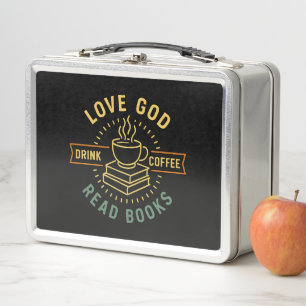 Lunch Box Love God Drink Coffee Lire les livres Amateurs Vin