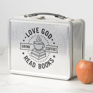 Lunch Box Love God Drink Coffee Lire les livres Amateurs Vin